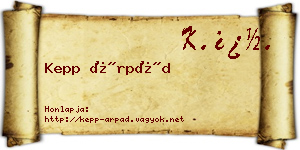 Kepp Árpád névjegykártya